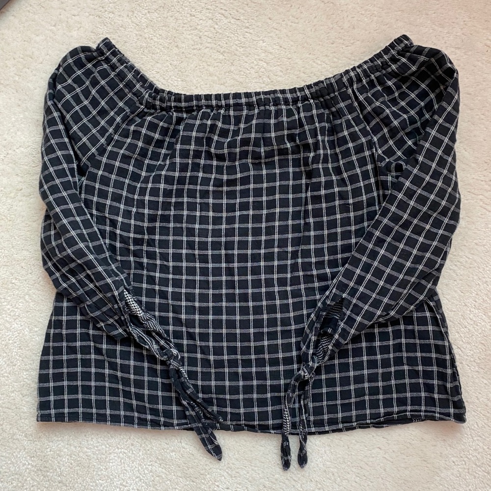Madewell Checkered Off The Shoulder Top